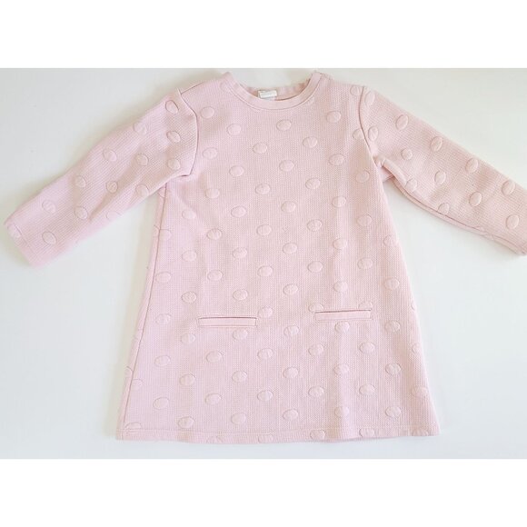 H&M Other - H&M Girls Pink Textured Polka Dot Long Sleeve Dress Size 2-3Y